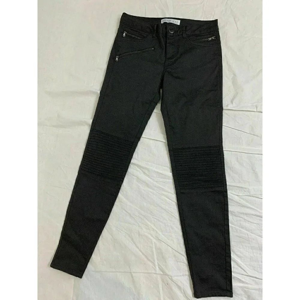 Zara Womens Solid Charcoal Dark Gray Skinny Jeans Pants Mid Rise Size 4